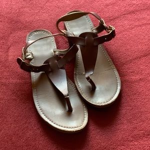 Womens Brown Flat Sandals Size 8